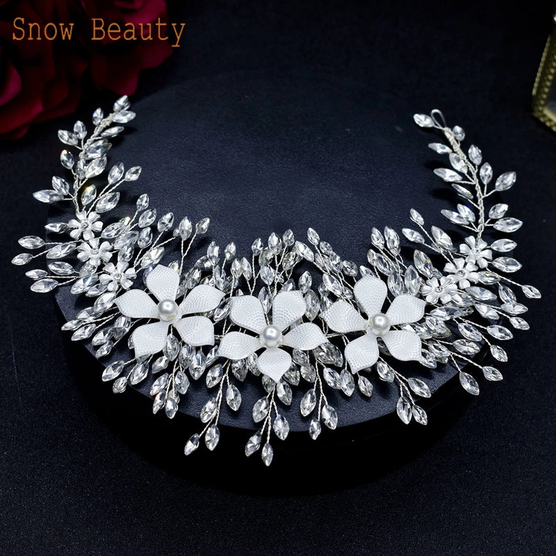 Crystal Wedding Headband Tiara Pearl Headpieces