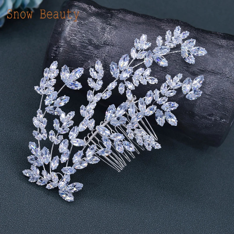 Rhinestone Bride Comb Hair Clips Vintage Tiara Wedding Headpiece