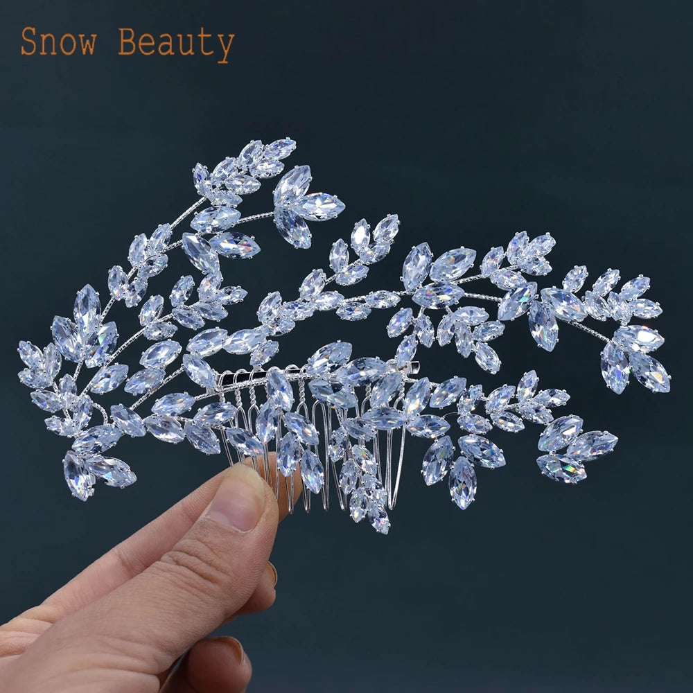 Rhinestone Bride Comb Hair Clips Vintage Tiara Wedding Headpiece