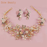 Golden Flower Wedding Headband Bridal Headpiece Set