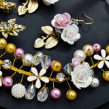 Golden Flower Wedding Headband Bridal Headpiece Set