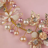 Golden Flower Wedding Headband Bridal Headpiece Set
