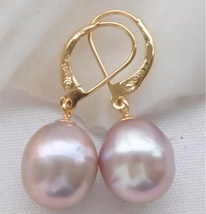 Lavender Freshwater Pearl Dangle Earrings 10*12mm