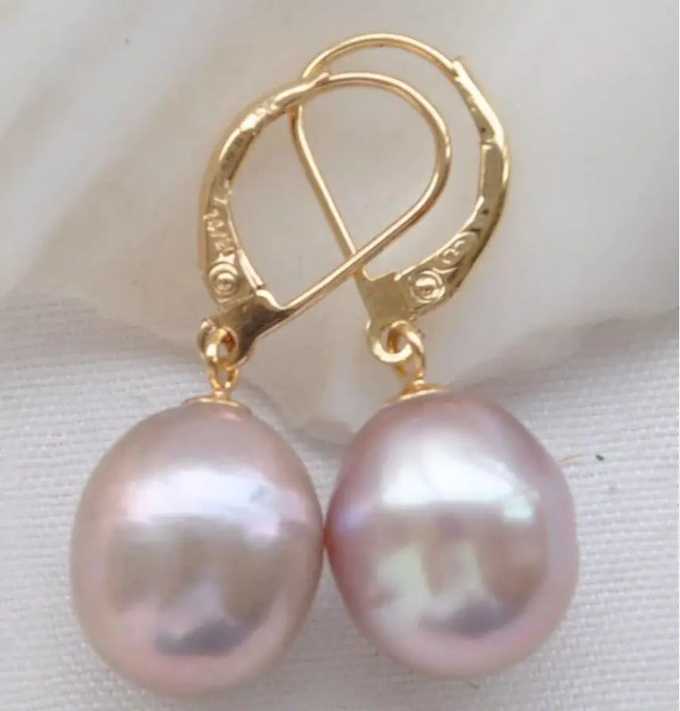 Lavender Freshwater Pearl Dangle Earrings 10*12mm