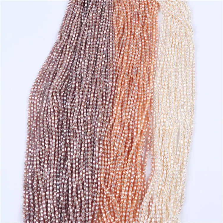 Natural Freshwater Pearl Strands 2.5-3mm Rice Shape for Jewelry