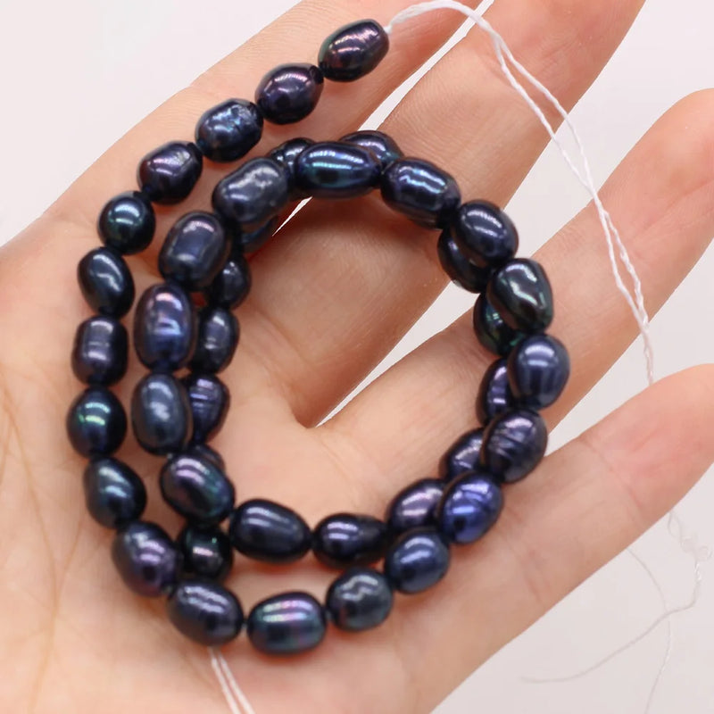 Natural Freshwater Pearl Beads Rice Shape Vertical Hole Bead 5-8mm