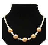 Yellow Shell Pearl Necklace 17" Length