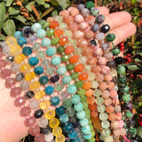 Faceted Column Shape Amazonite Apatite Jades Crystal Loose Stone Beads 7.5inch