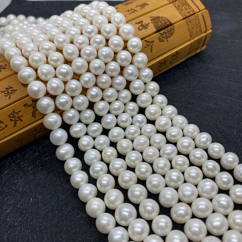 Natural Freshwater Pearl Beads 6-9mm High Near Round Pearls