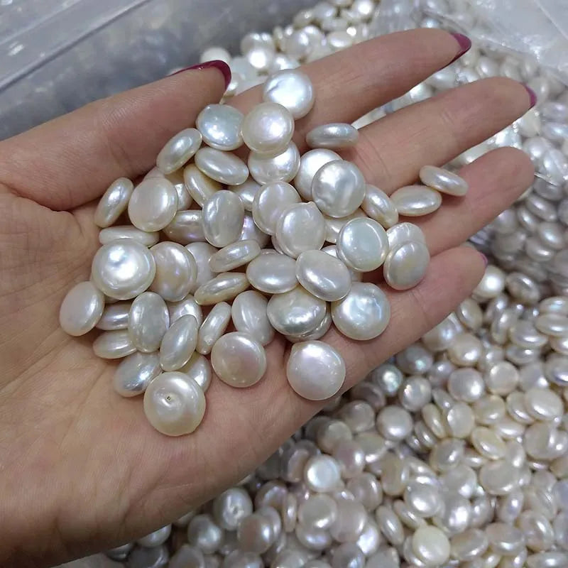 AA Freshwater Pearl Loose Beads 11-12mm Baroque Coin Button DIY Jewelry