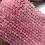 Madagascar Pink Rose Quartz 6/8mm Round Faceted Loose Beads
