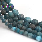 Natural Apatite Stone Beads Matte Gems Round Bead 15''Strand