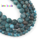 Natural Apatite Stone Beads Matte Gems Round Bead 15''Strand