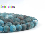 Natural Apatite Stone Beads Matte Gems Round Bead 15''Strand