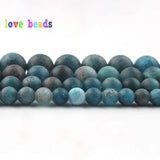 Natural Apatite Stone Beads Matte Gems Round Bead 15''Strand