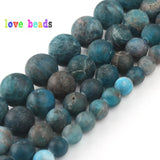 Natural Apatite Stone Beads Matte Gems Round Bead 15''Strand
