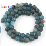 Natural Apatite Stone Beads Matte Gems Round Bead 15''Strand