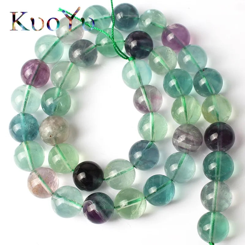 Natural Colorful Fluorite Beads Round Loose Beads 15'' 4/6/8/10MM