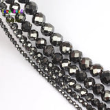 Faceted Hematite Round Loose Stone Beads 15'' 3/4/6/8/10mm