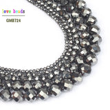 Faceted Hematite Round Loose Stone Beads 15'' 3/4/6/8/10mm