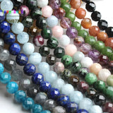 Faceted Morganite Aquamarina Apatite Stone Round Beads 7.5'' Strand