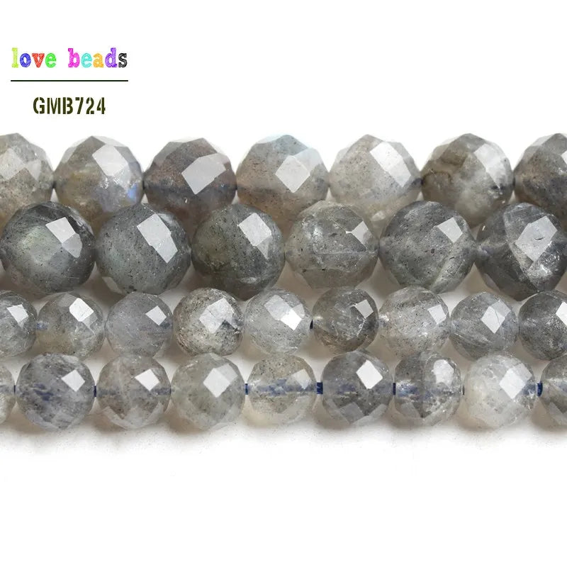 Faceted Morganite Aquamarina Apatite Stone Round Beads 7.5'' Strand