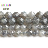 Faceted Morganite Aquamarina Apatite Stone Round Beads 7.5'' Strand