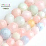 Natural Faceted Morganite Stone Round Beads 7.5'' Strand 6mm 8mm