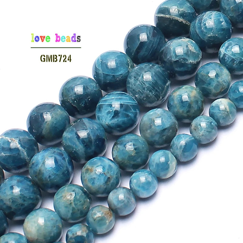 AA+ Ocean Apatite Stone Round Beads 15inches 4/6/8/10/12mm