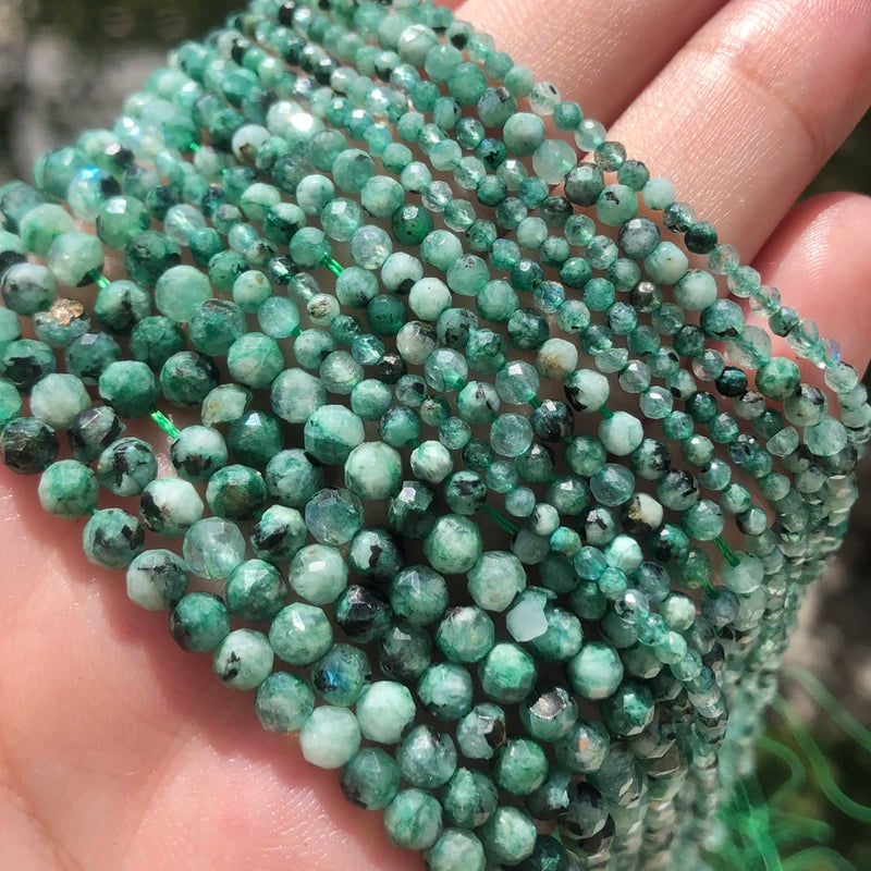 AA+ Green Labradorite Faceted Beads 15'' Small Stone Bead