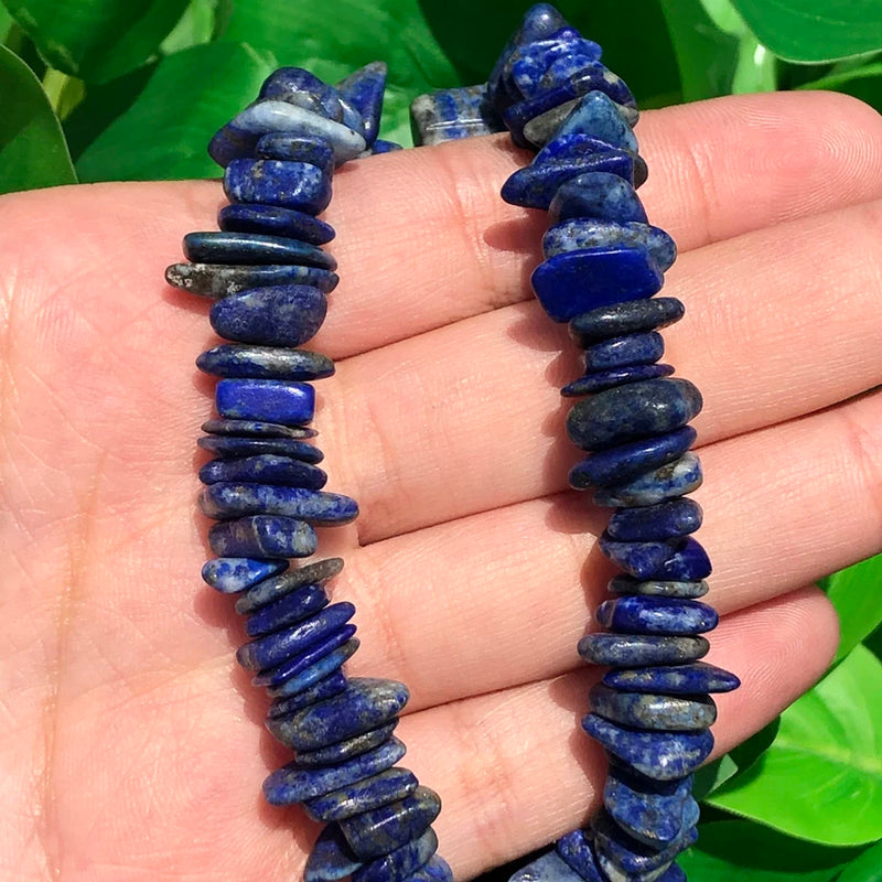 Natural Lapis Lazuli Stone Chips Gravel Beads DIY Jewelry Making 15 Inches