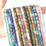 Natural Lapis Apatite Prehnite Rose Quartz Barrel Beads 6x9mm 15inch