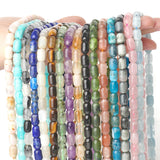 Natural Lapis Apatite Prehnite Rose Quartz Barrel Beads 6x9mm 15inch
