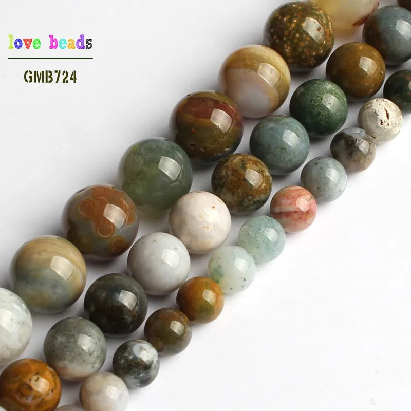 Ocean Jasper Stone Beads Round 15'' Strand for DIY Bracelet 6mm 8mm 10mm