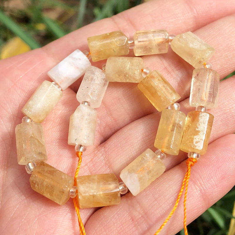AA Citrine Quartz Cylinder Beads for DIY Jewelry Making 7.5inch