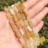 AA Citrine Quartz Cylinder Beads for DIY Jewelry Making 7.5inch
