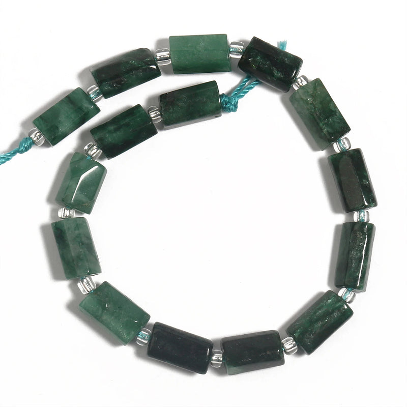 AA Green Emerald Loose Faceted Cylinder Spacer Beads