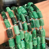 AA Green Emerald Loose Faceted Cylinder Spacer Beads