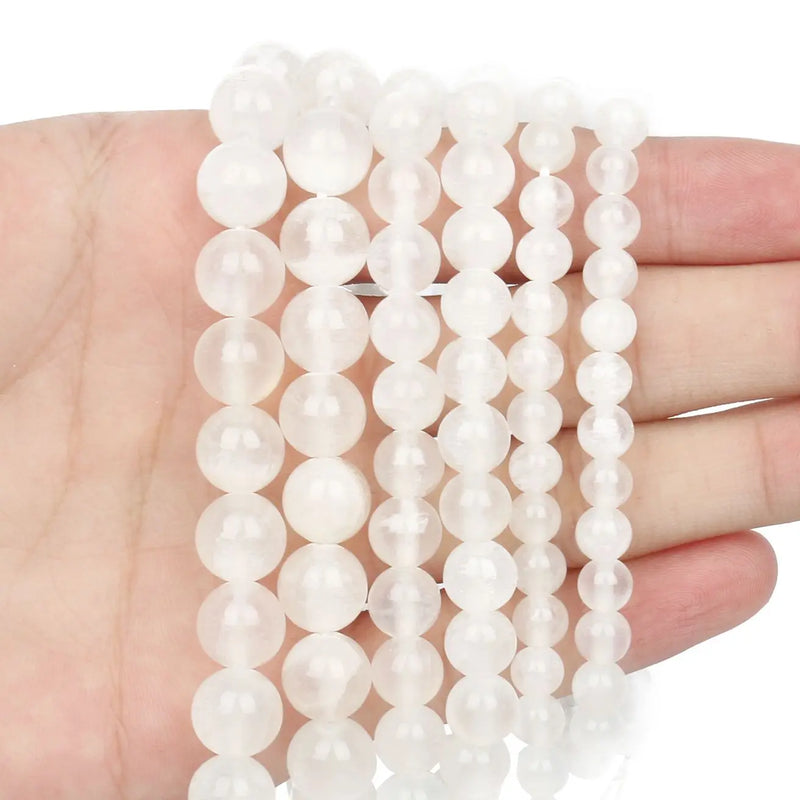 AA Natural Selenite Gypsum Stone Spacer Beads for Jewelry Making 15''