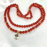 Red Carnelian Stone Beads Pendant Bracelet Necklace Set