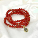 Red Carnelian Stone Beads Pendant Bracelet Necklace Set