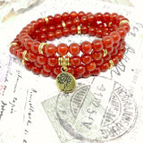 Red Carnelian Stone Beads Pendant Bracelet Necklace Set