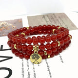 Red Carnelian Stone Beads Pendant Bracelet Necklace Set
