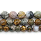 Natural Ocean Jaspers Stone Round Beads for Jewelry Making 15'' Strand