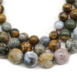 Natural Ocean Jaspers Stone Round Beads for Jewelry Making 15'' Strand