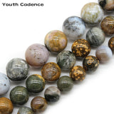 Natural Ocean Jaspers Stone Round Beads for Jewelry Making 15'' Strand