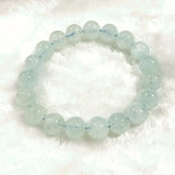 AA Nature Stone Aquamarine Round Beads Bracelet 8-12mm