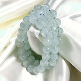 AA Nature Stone Aquamarine Round Beads Bracelet 8-12mm