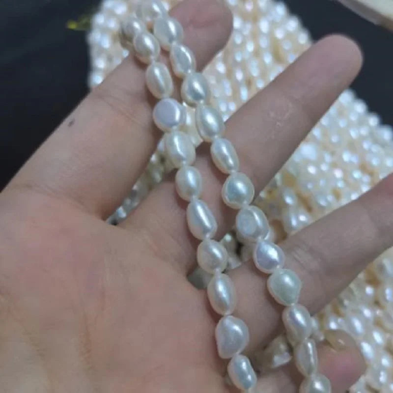 AA Strong Light Natural Pearl 3-12mm Baroque Shaped Straight Hole