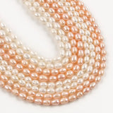 Pink Freshwater Pearls Beads Loose Oval Shape for DIY Necklace 15inch